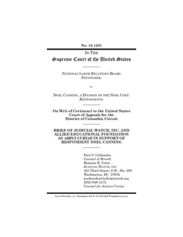 Page 1: Amicus Brief: NLRB v. Canning
