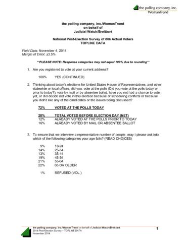 Page 1: Judicial Watch-Breitbart Poll – Topline Results