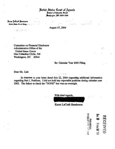Karen L. Henderson - 2003 - Judicial Watch