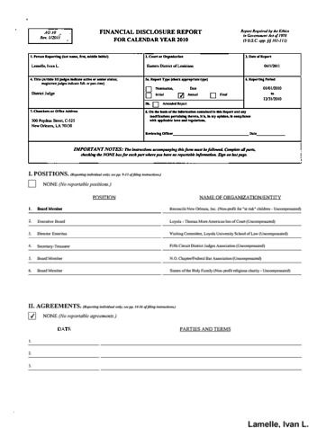 Ivan L. Lemelle 2010 Judicial Watch