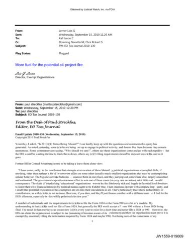 Page 1: JW v. IRS Lerner TIGTA Emails 01559