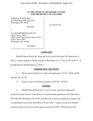 JW v State OIG records Kennedy memo complaint 01592 