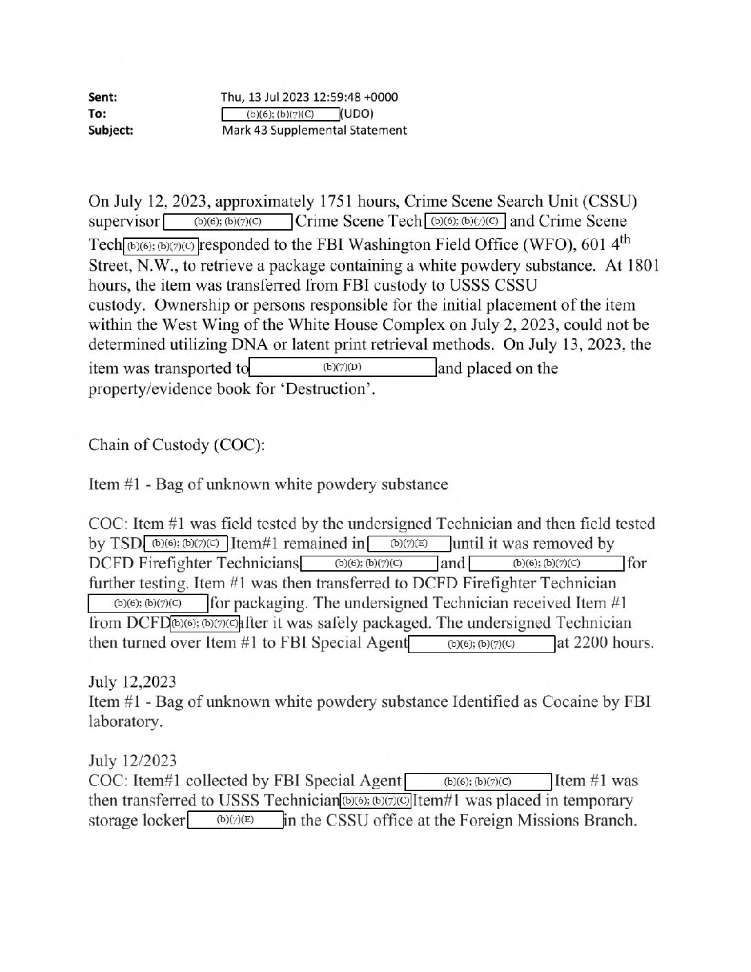 White House Cocaine November 2023 pg 35 Judicial Watch