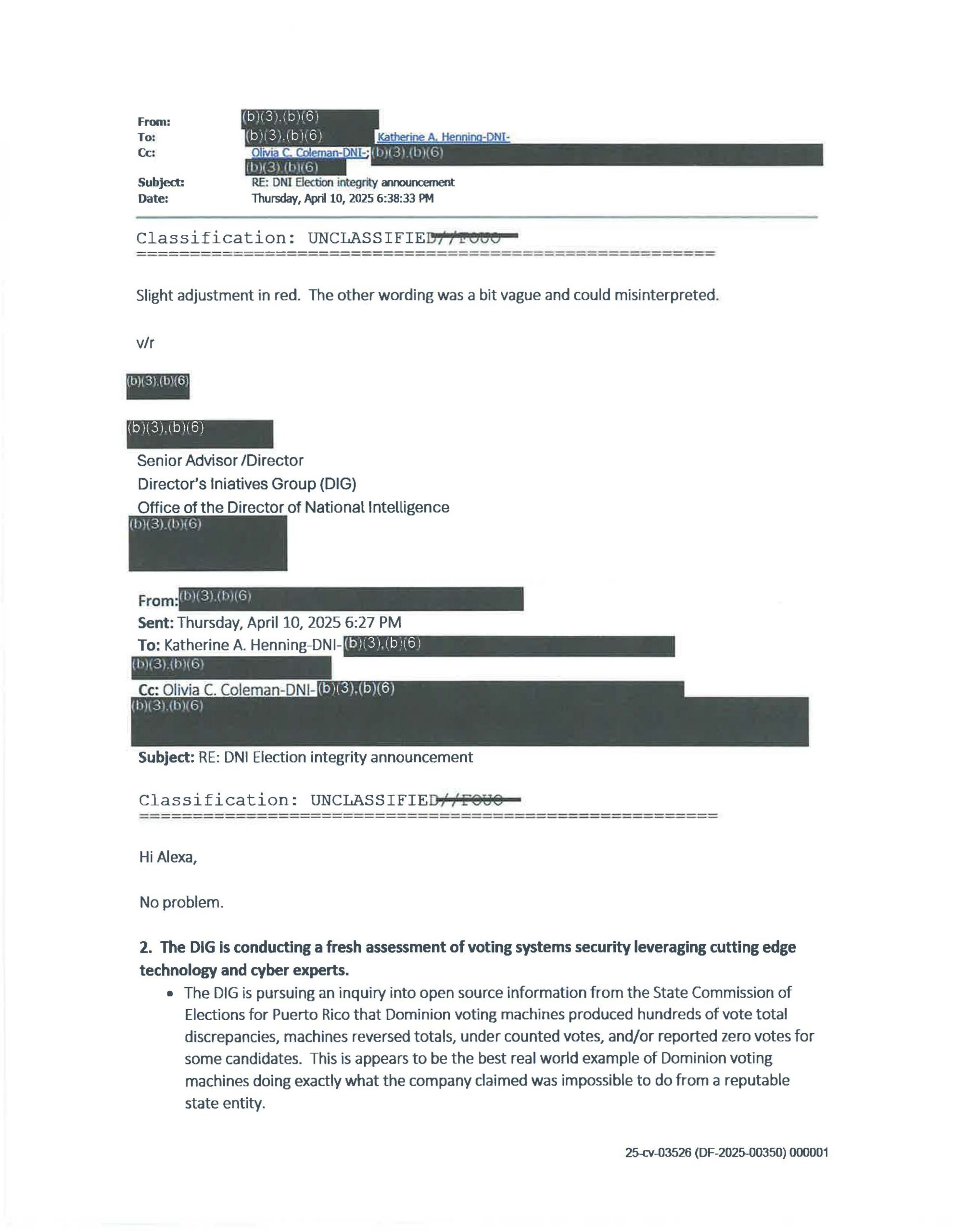 JW v ODNI Electronic Voting Machine Records 03526 pgs 3-6