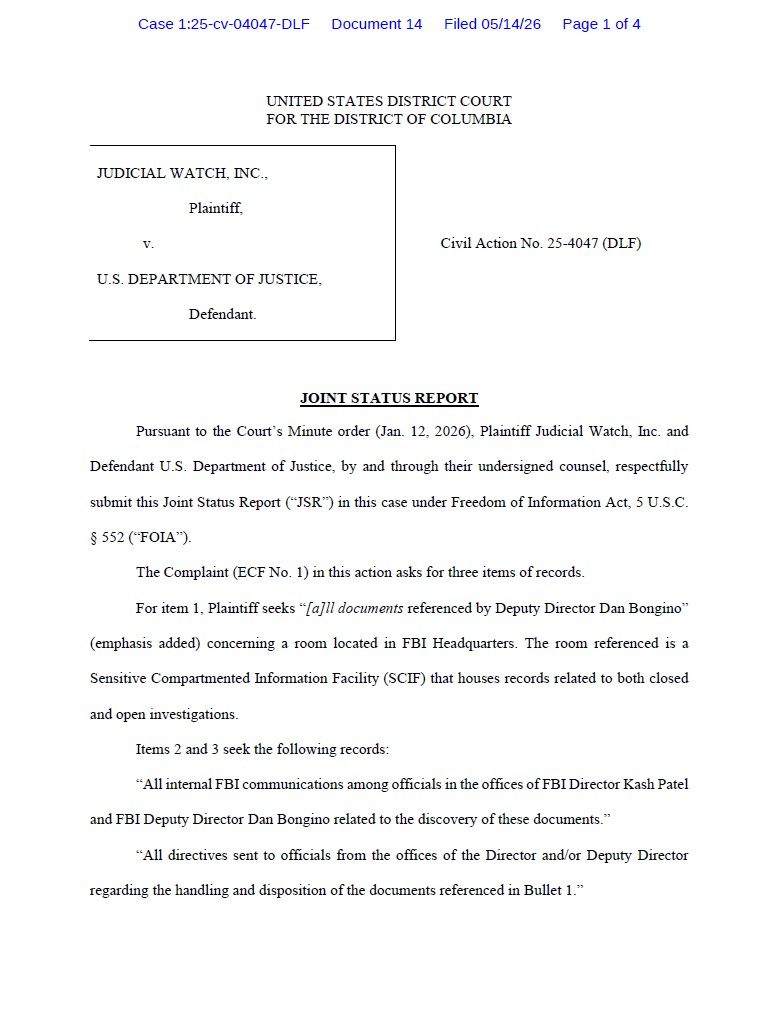 JW v DOJ FBI Hidden Room May jsr 04047