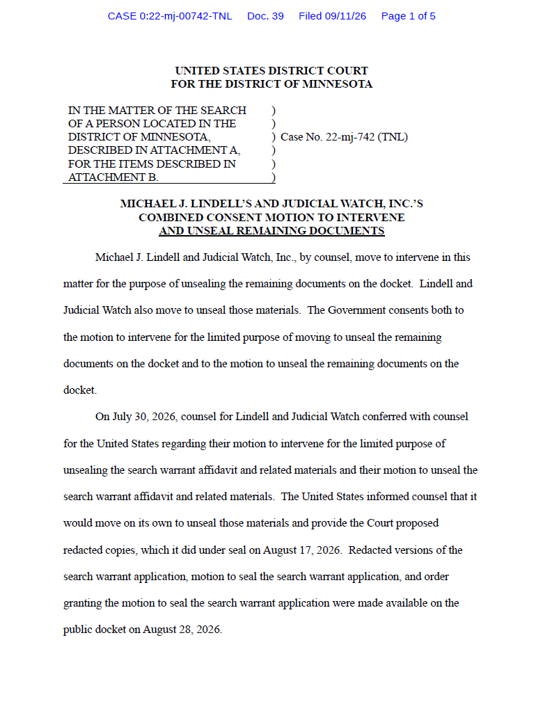 JW v U.S. District Court District of Minnesota Consent Motion 00742