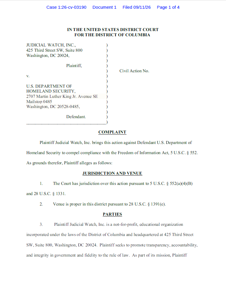 JW v. DHS Weapon Discharge complaint 03190