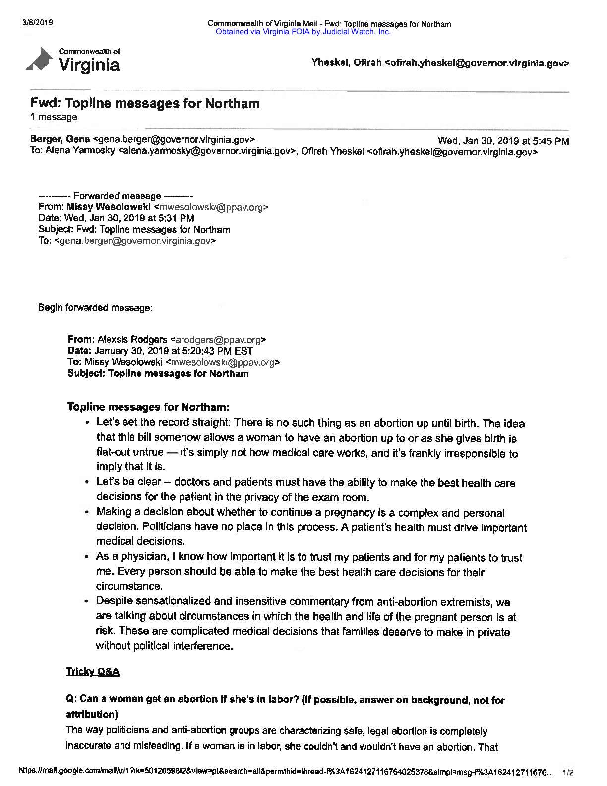 Northam abortion comments 2019 FOIA pg 3-4