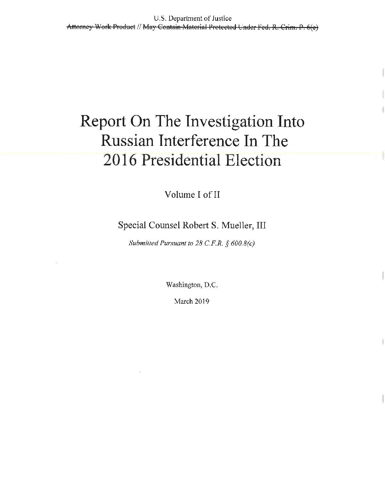 Mueller Report pgs 1-200