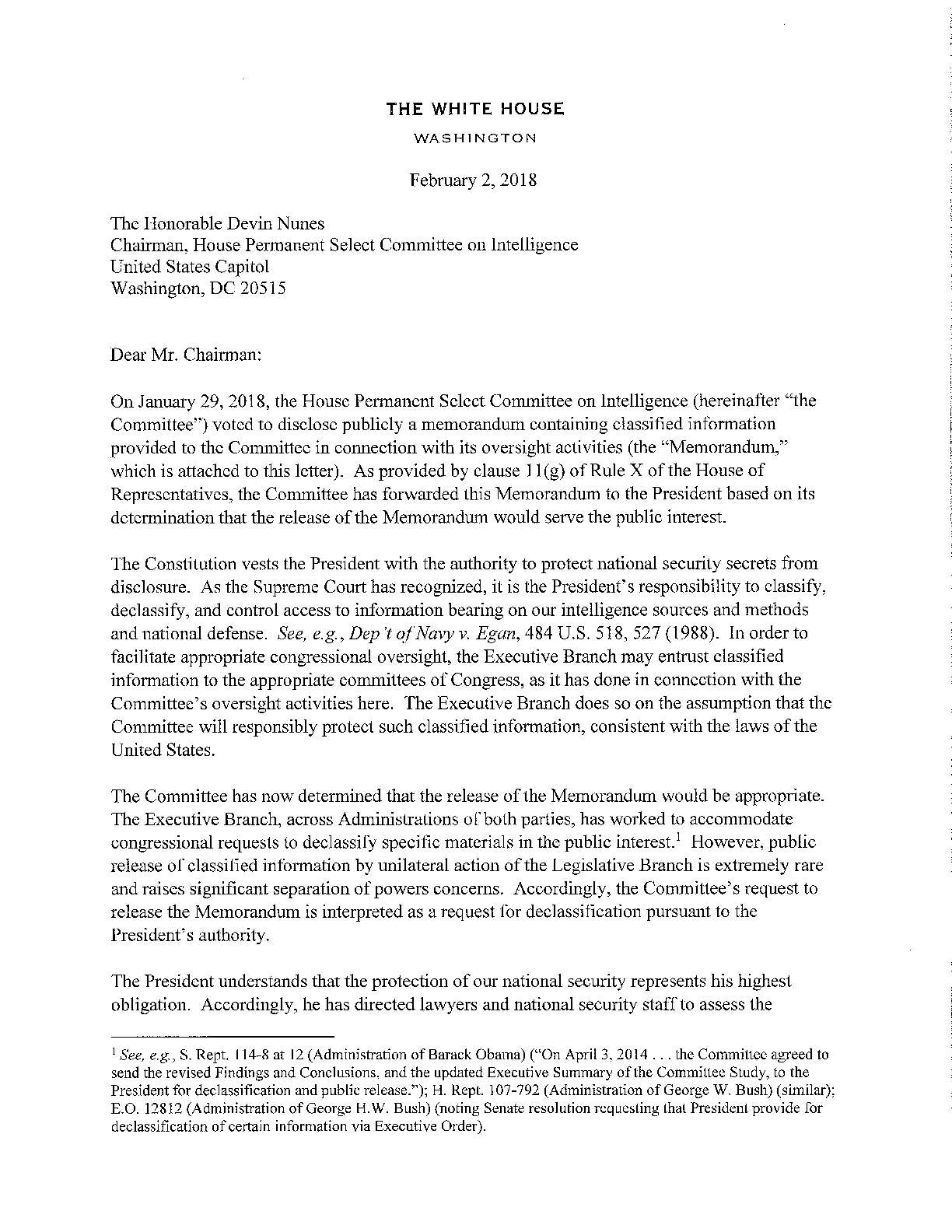 February 2018 Nunes Memo
