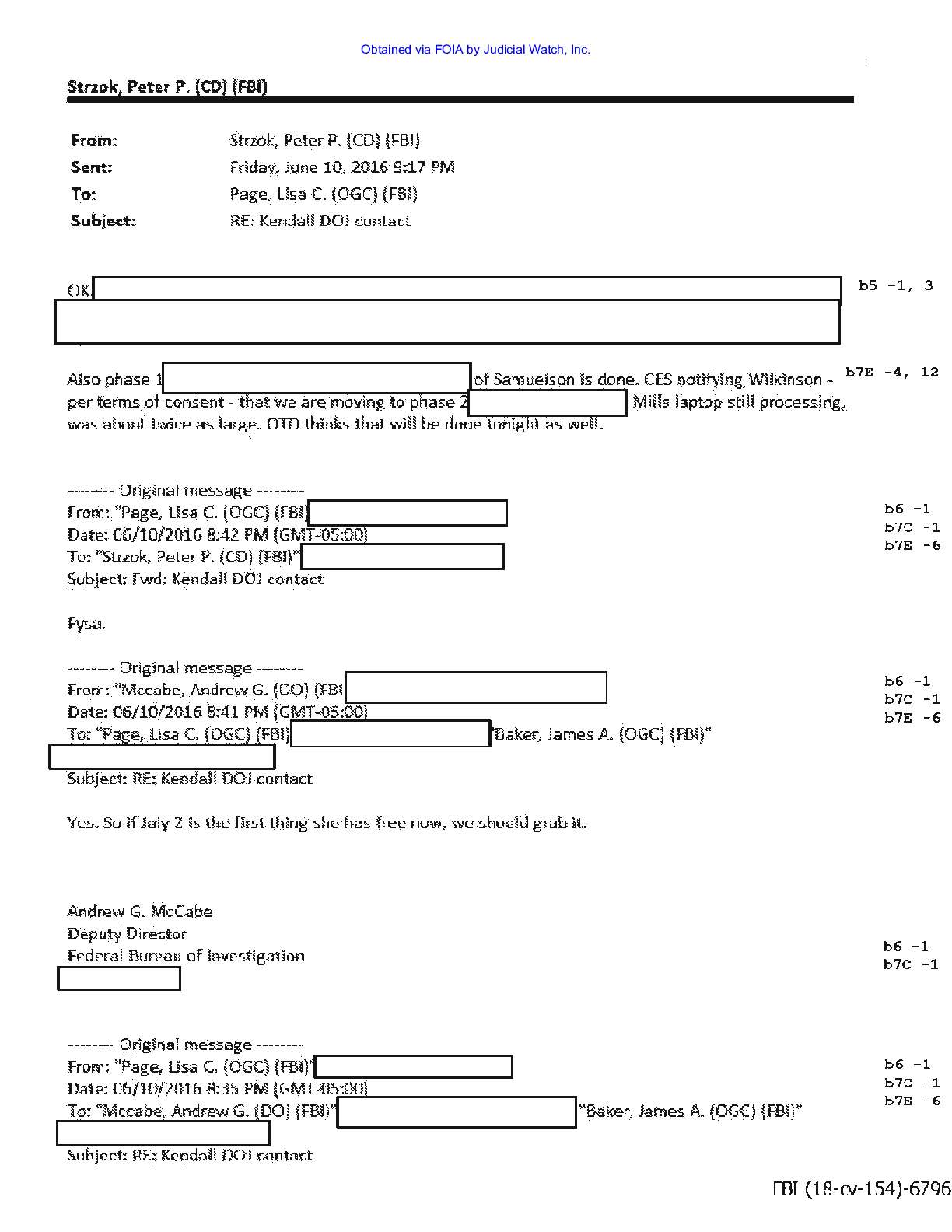 JW v DOJ Strzok Page Emails Prod 15 00154 pgs 43-48