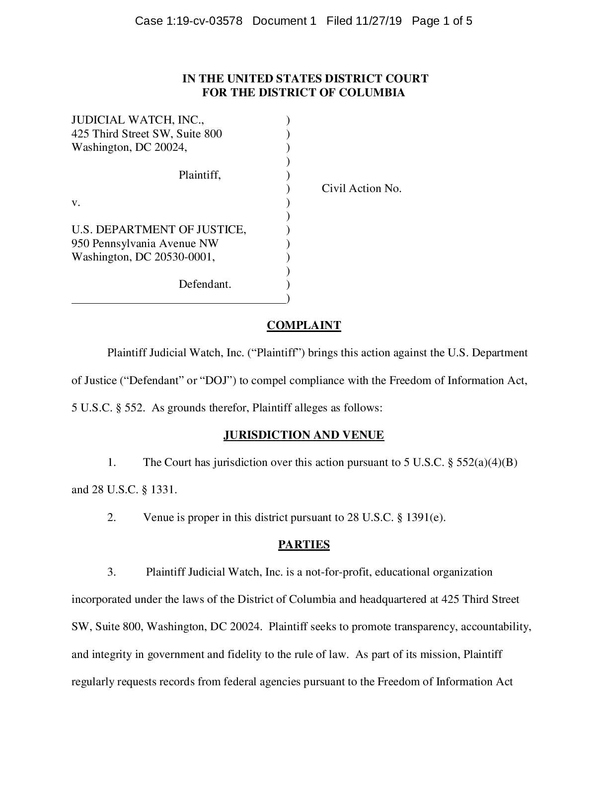 JW v DOJ Robinson Allen complaint 03578