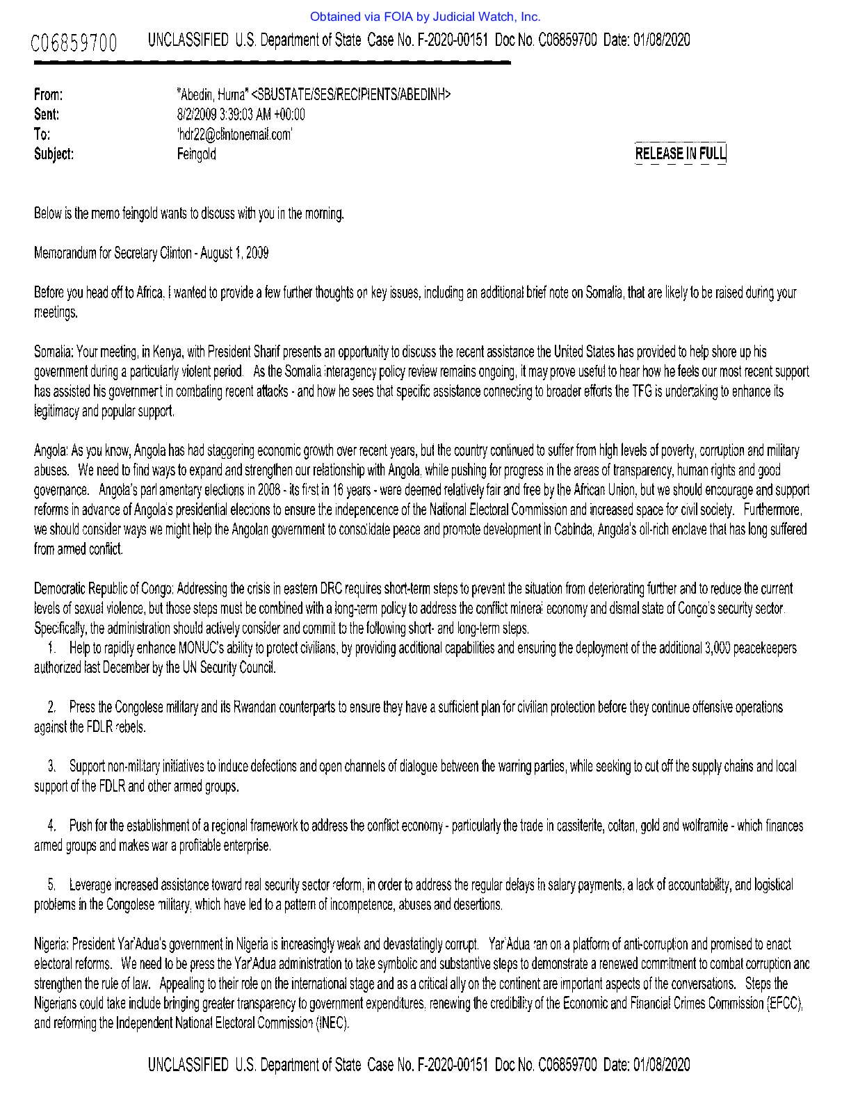 JW v. State FBI HRC emails 00687 Jan 2020 pgs 3-4