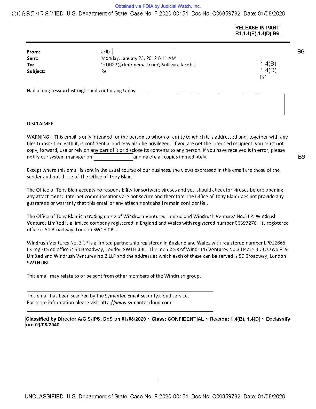 JW v. State FBI HRC emails 00687 Jan 2020 pg 13