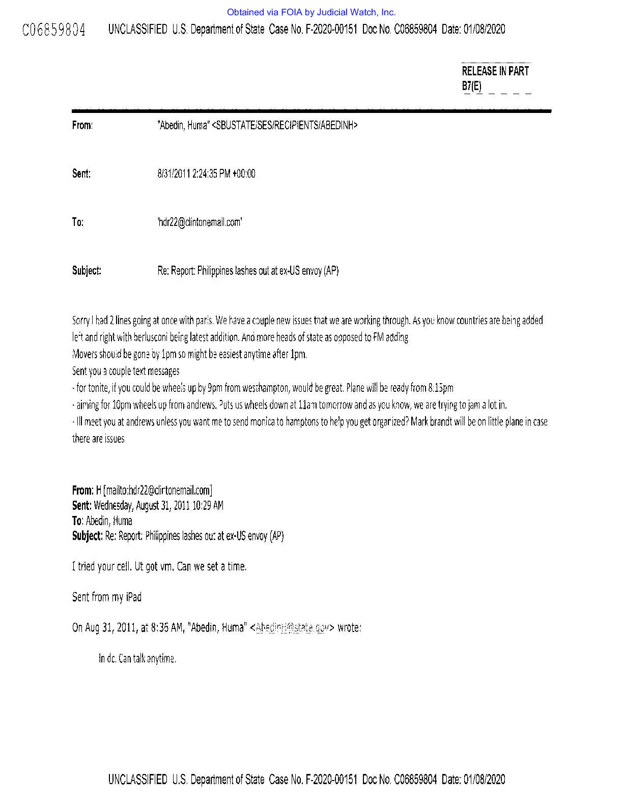 JW v. State FBI HRC emails 00687 Jan 2020 pgs 22-24