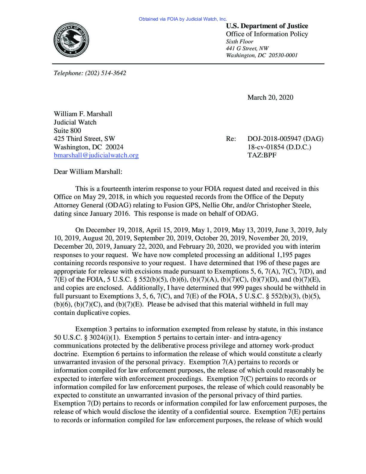 JW v DOJ Nellie Ohr Steele Fusion prod 14 01854