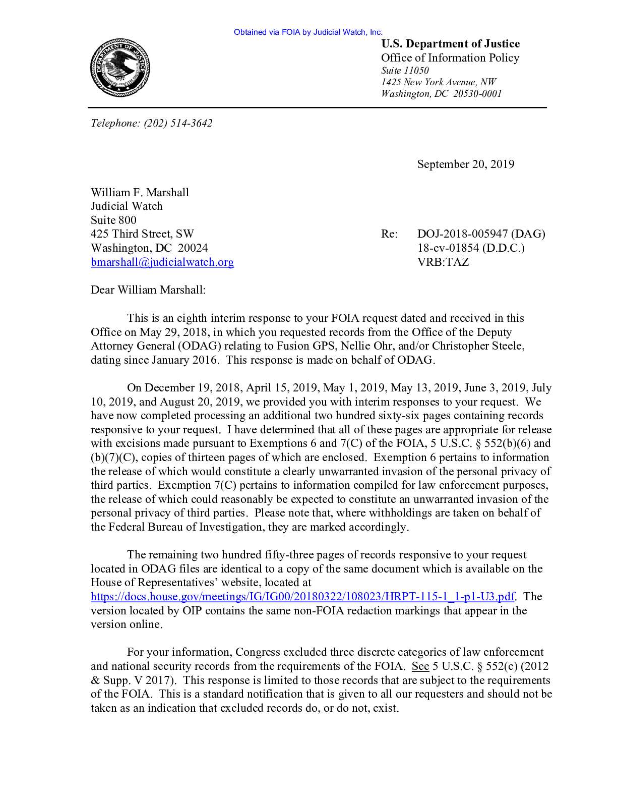 JW v DOJ Nellie Ohr, Steele, Fusion GPS Prod 8 018...