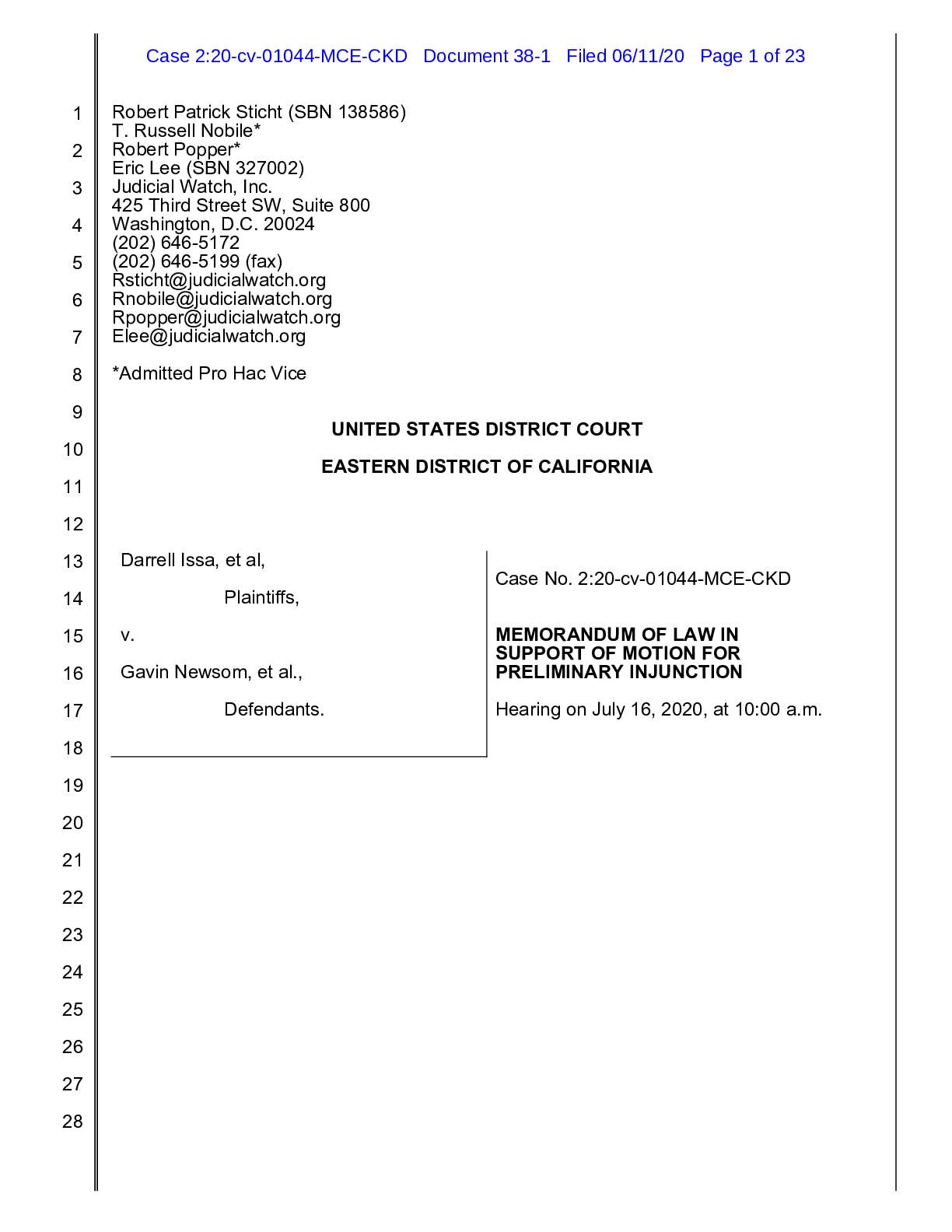 Issa v Newsom preliminary injunction 01044