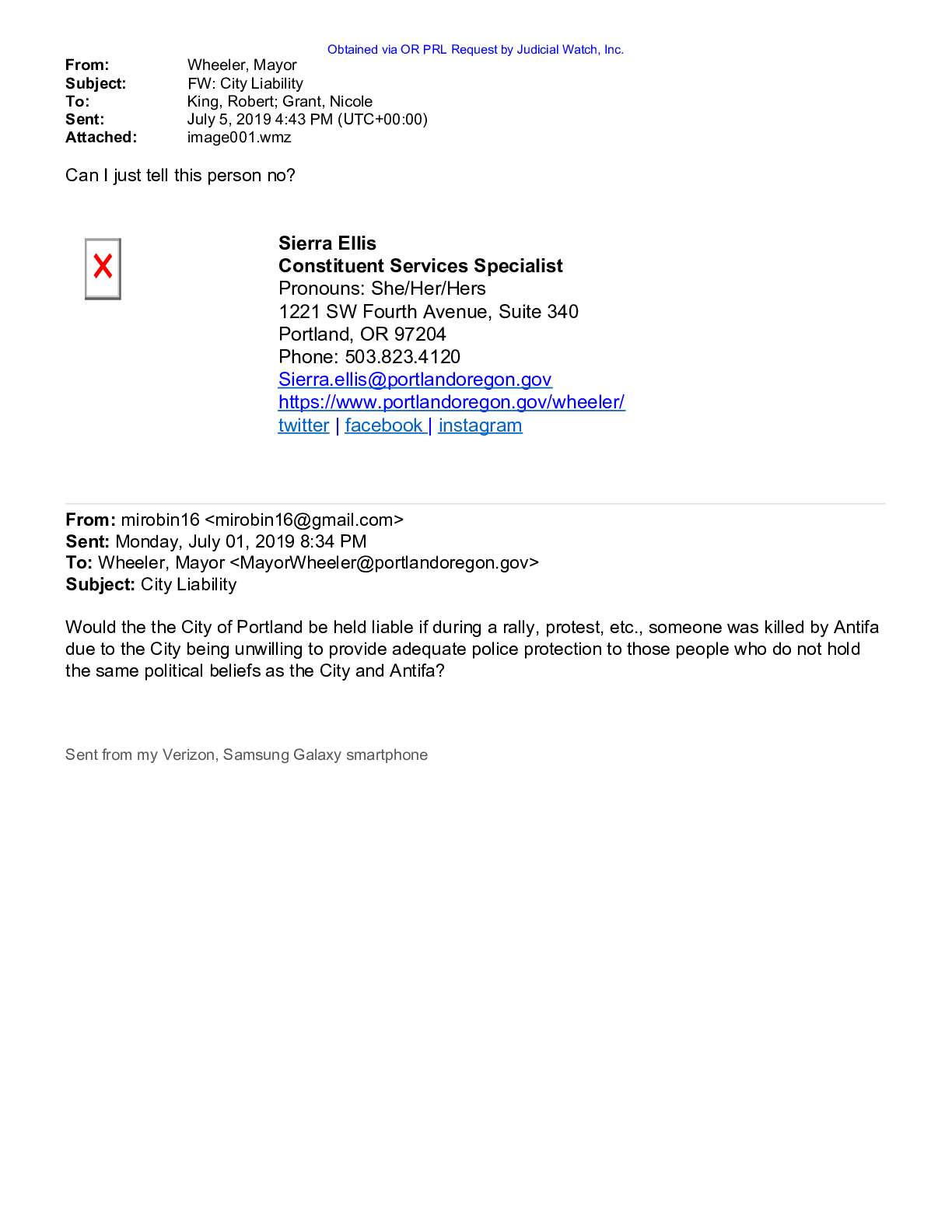 Portland Mayor Ted Wheeler communications BLM Anti...