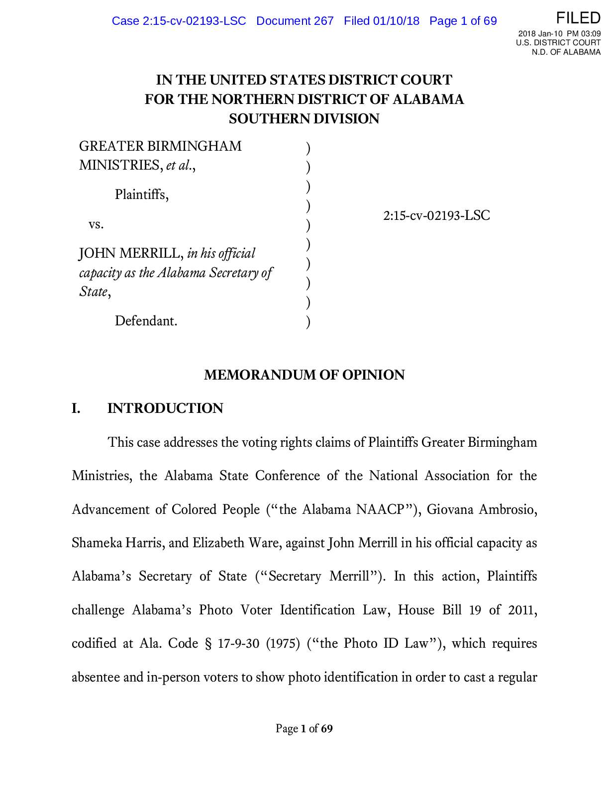 Greater Birmingham Ministries v Merrill Opinion 1 ...
