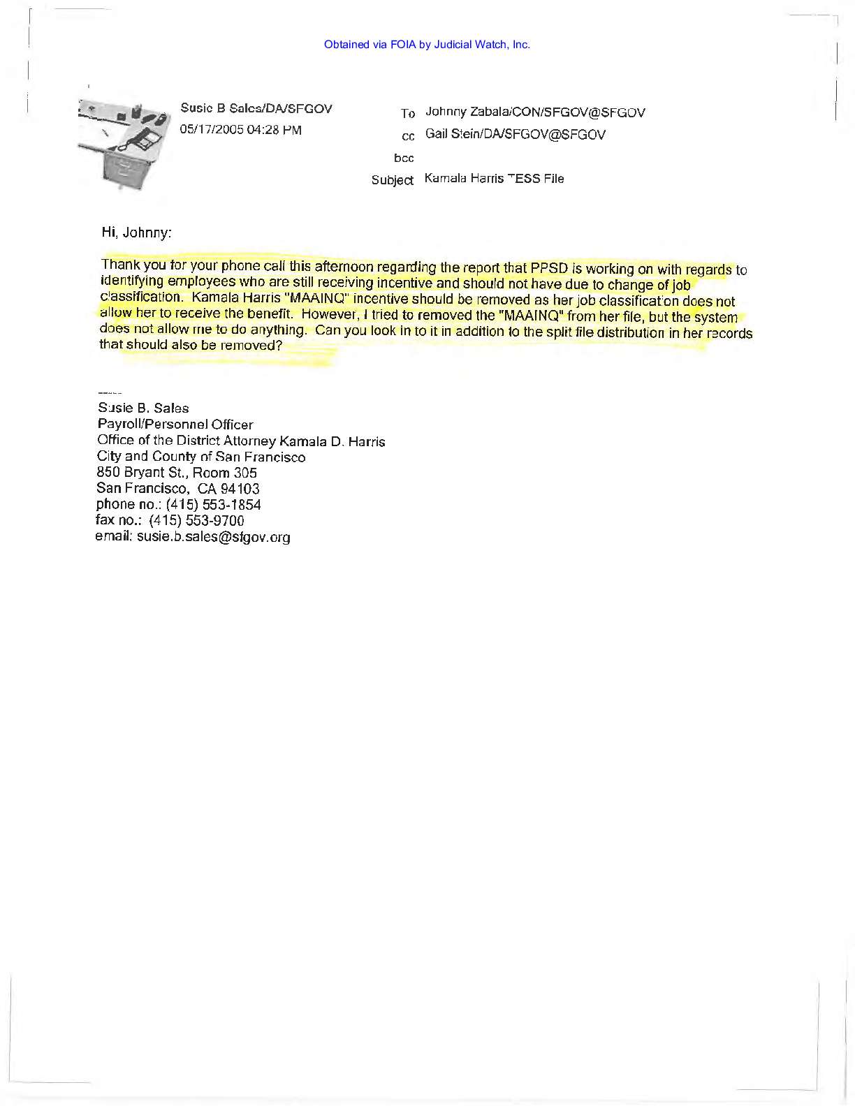 Kamala Harris personnel records-public records req...