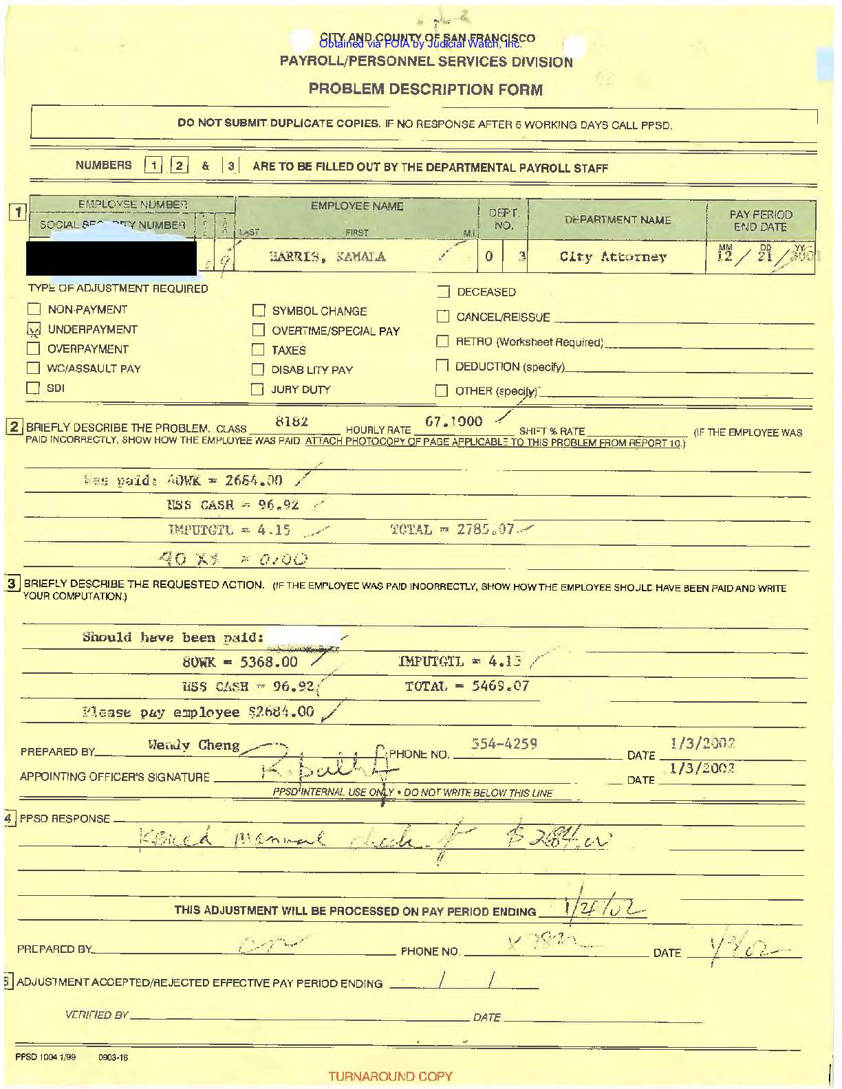 Kamala Harris personnel records-public records req...