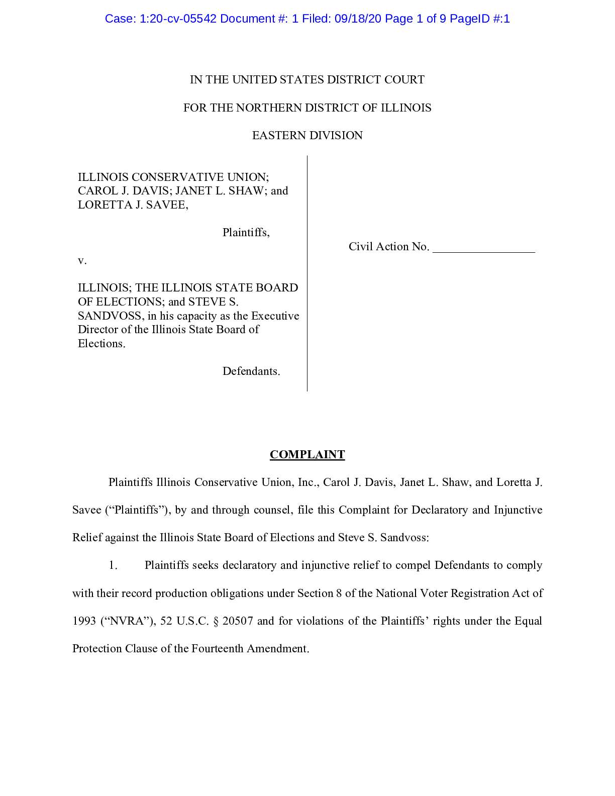 Illinois Conservative Union et al. v Illinois et a...