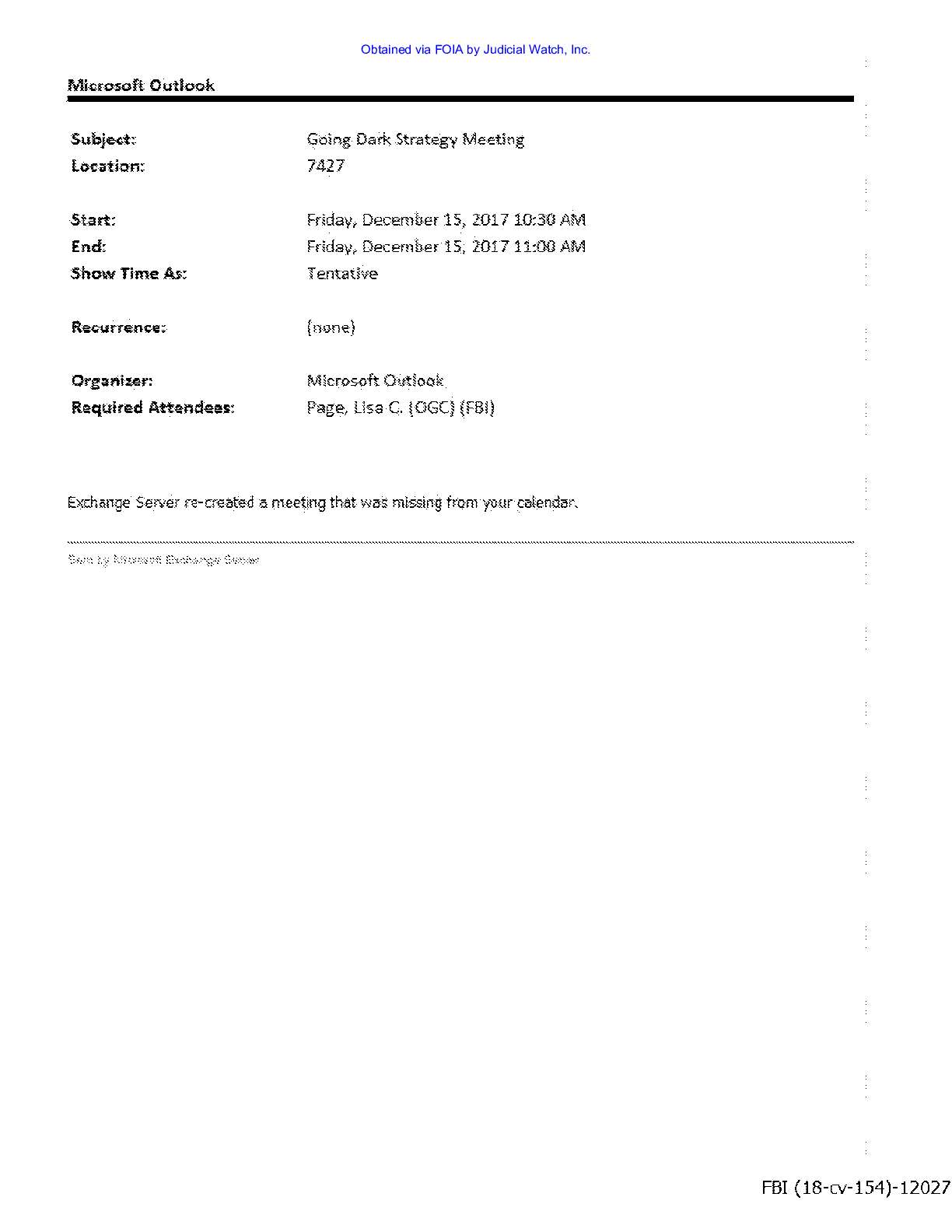 JW v DOJ Strzok Page Email prod 26 00154 pg 161