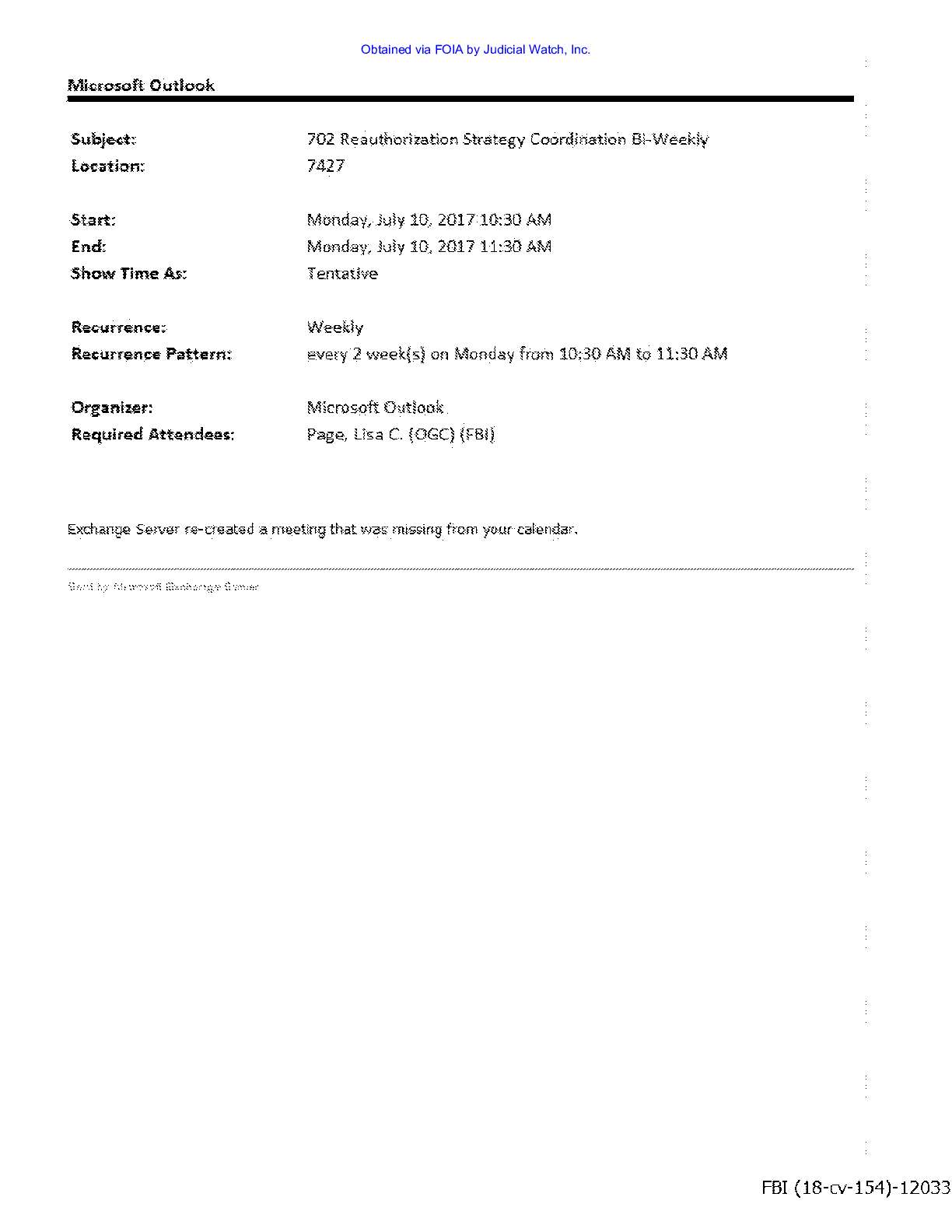 JW v DOJ Strzok Page Email prod 26 00154 pg 167