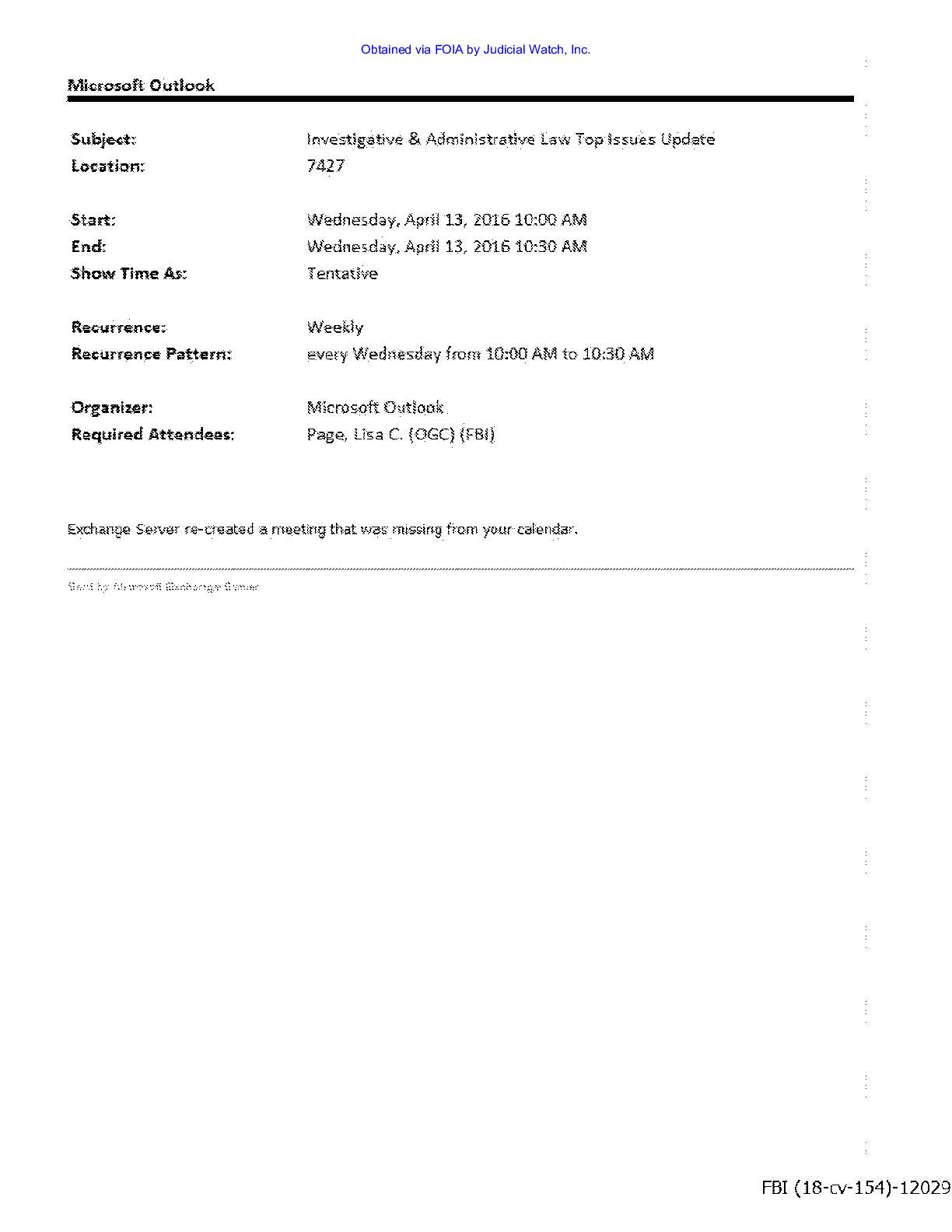 JW v DOJ Strzok Page Email prod 26 00154 pg 163