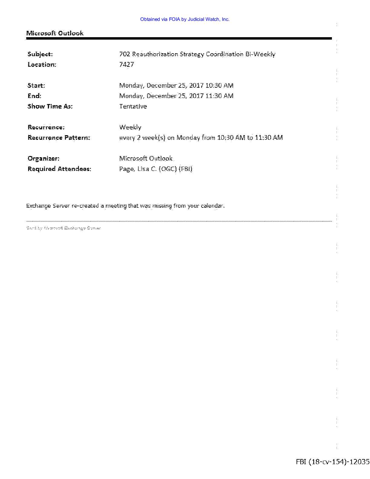 JW v DOJ Strzok Page Email prod 26 00154 pg 169