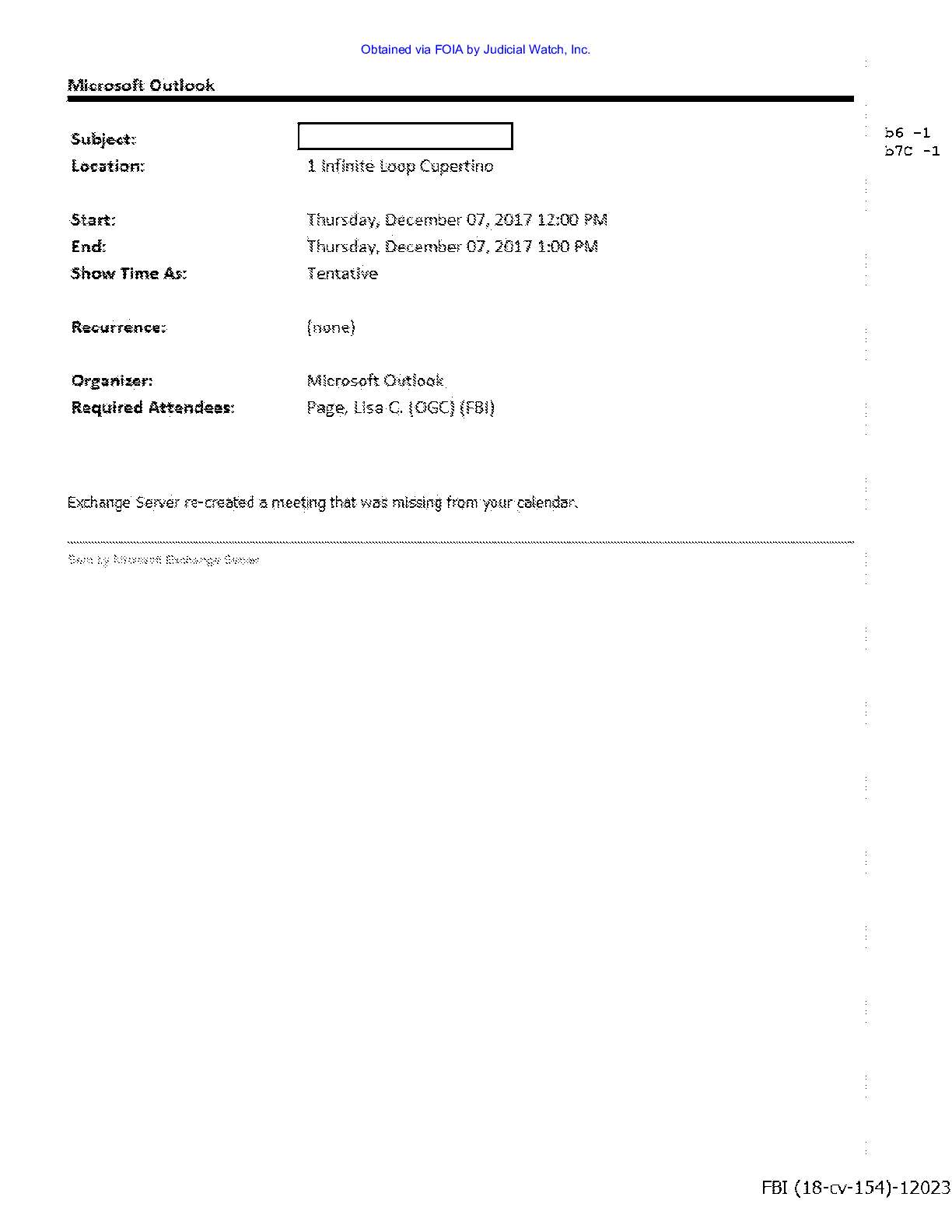 JW v DOJ Strzok Page Email prod 26 00154 pg 157