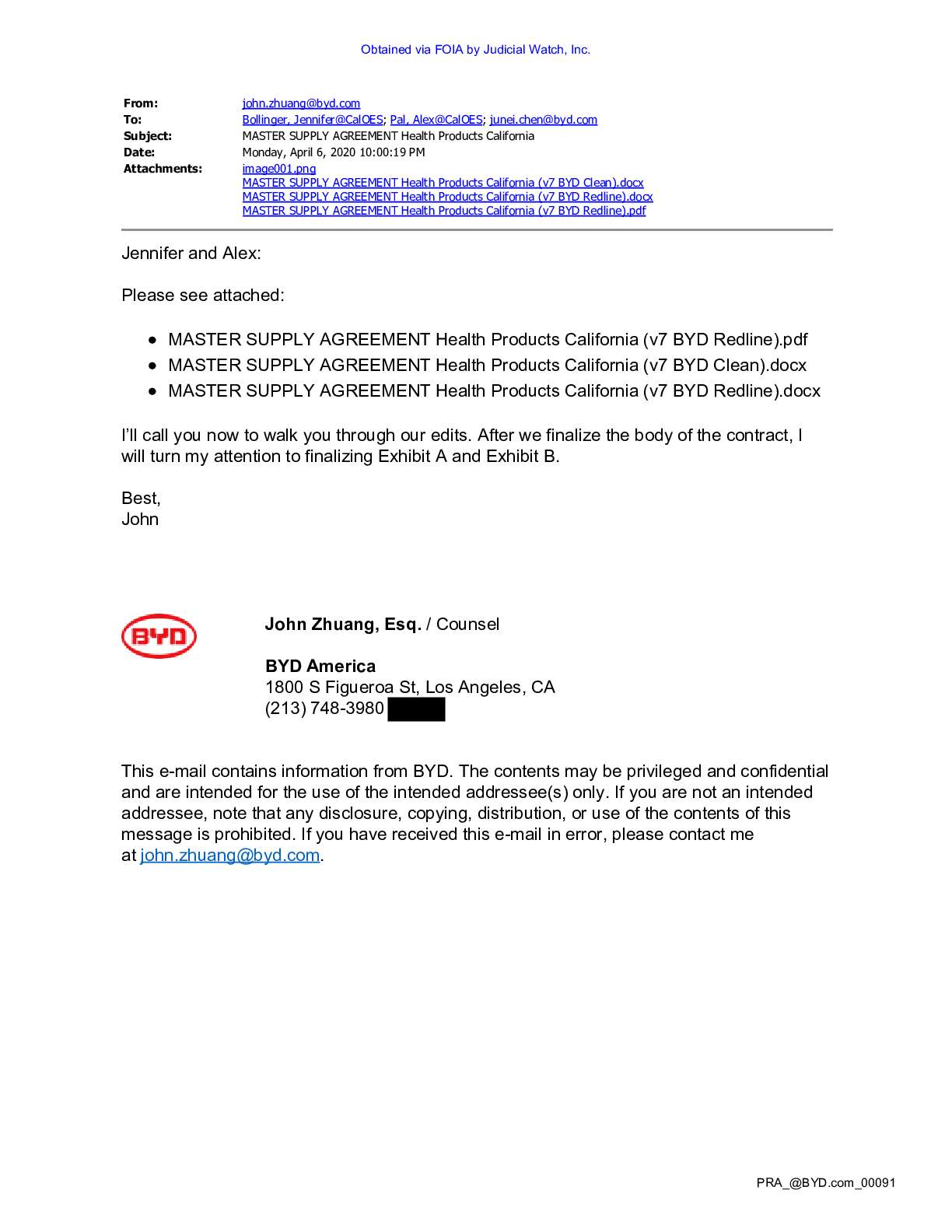 China’s BYD CA Mask FOIA pgs 136-158