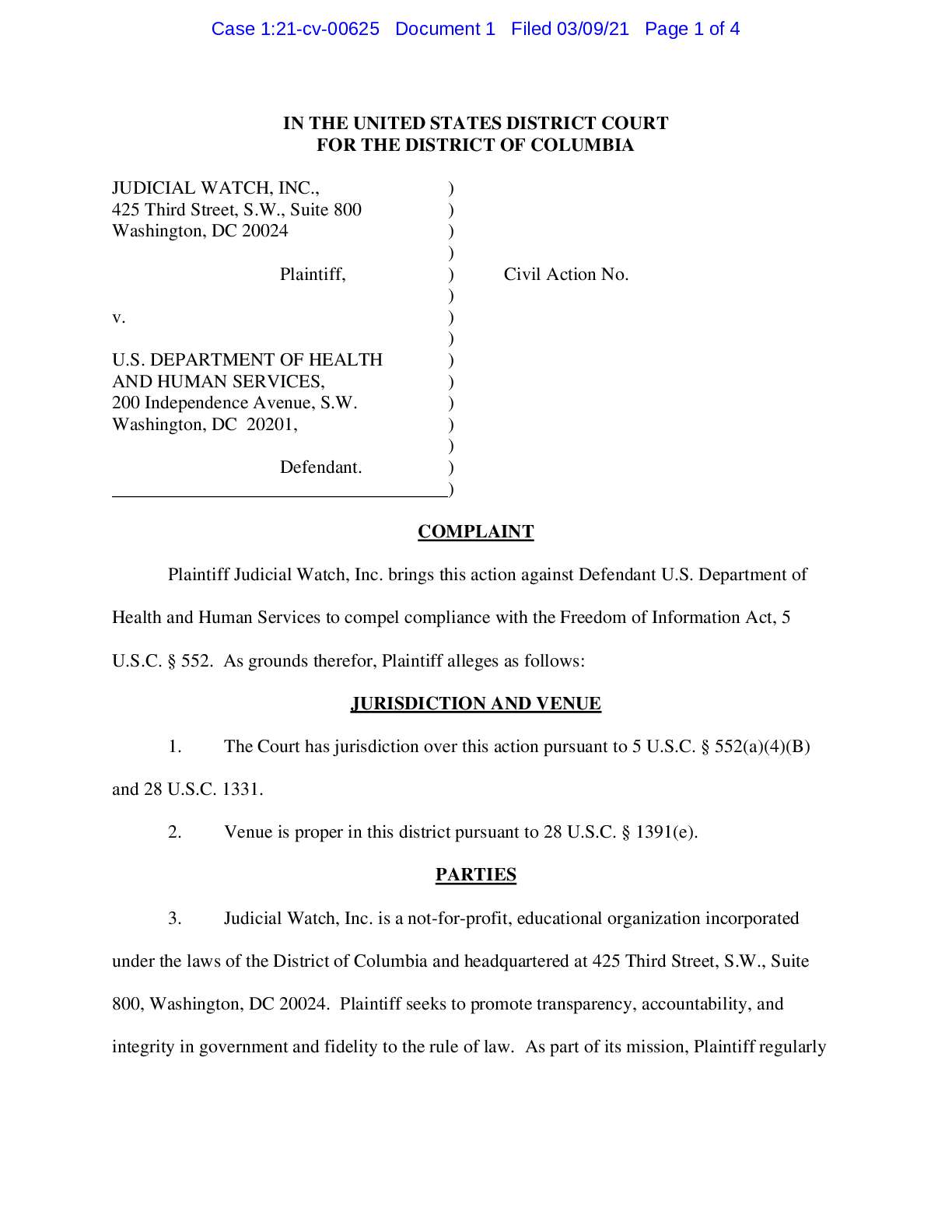 JW v. HHS CDC Social Media complaint 00625