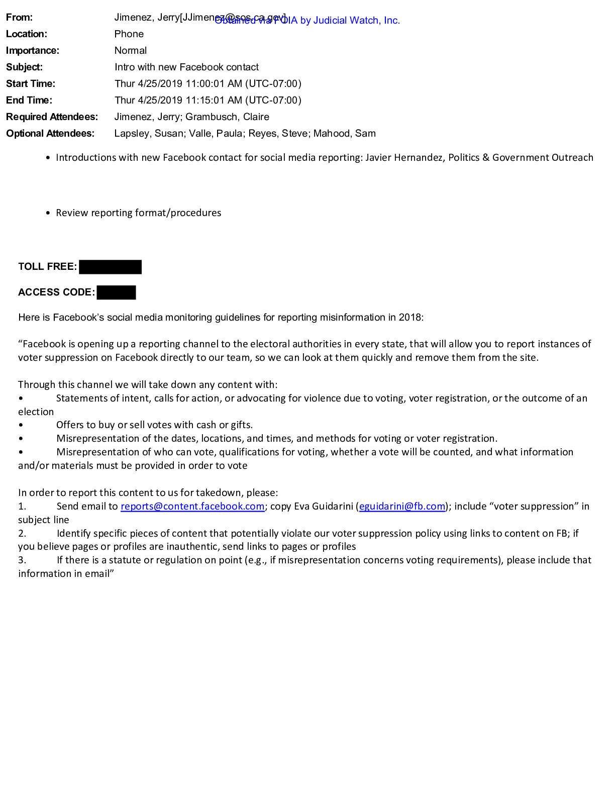 CA SoS Big Tech Election Misinformation PRA FOIA 2...