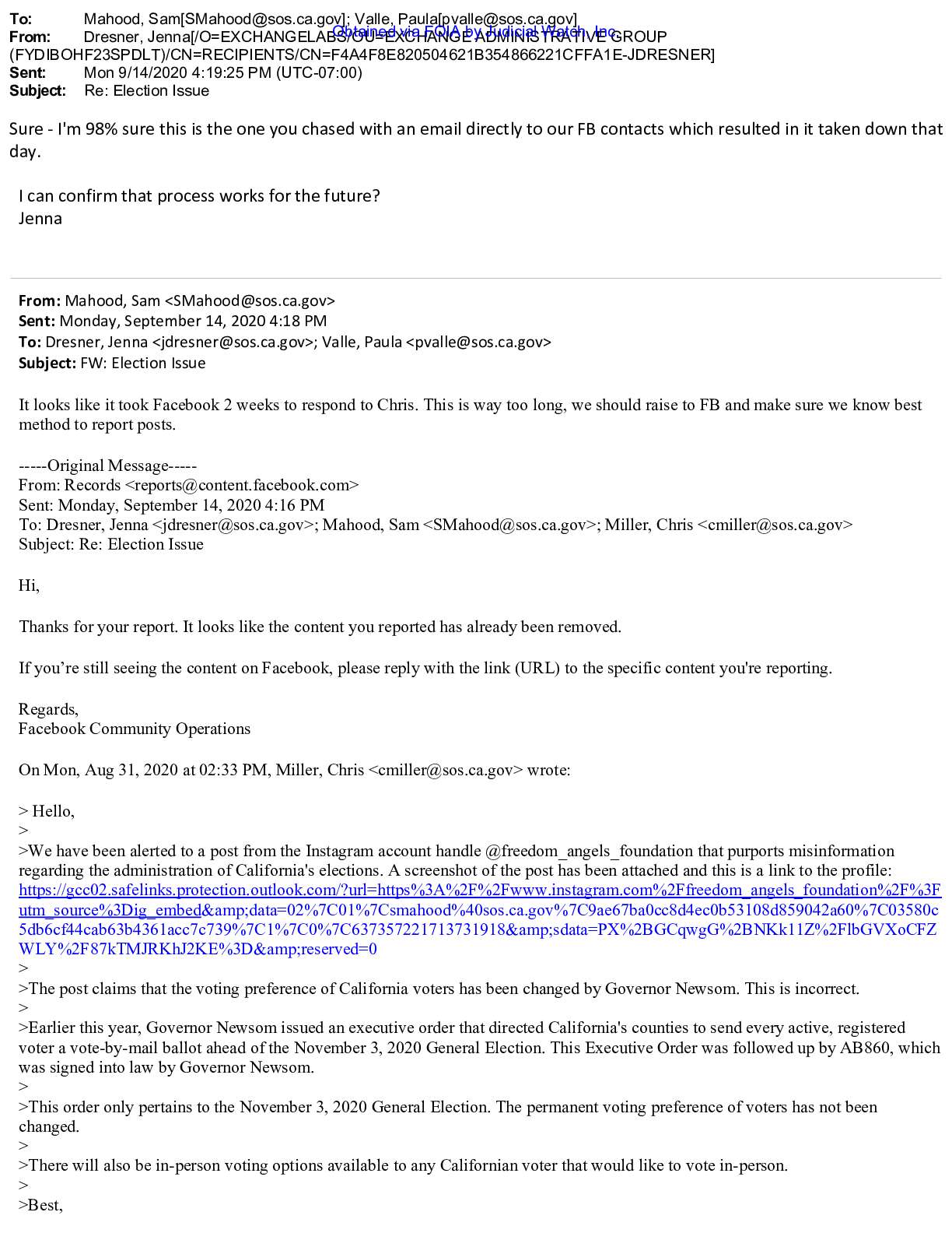 CA SoS Big Tech Election Misinformation PRA FOIA 2...