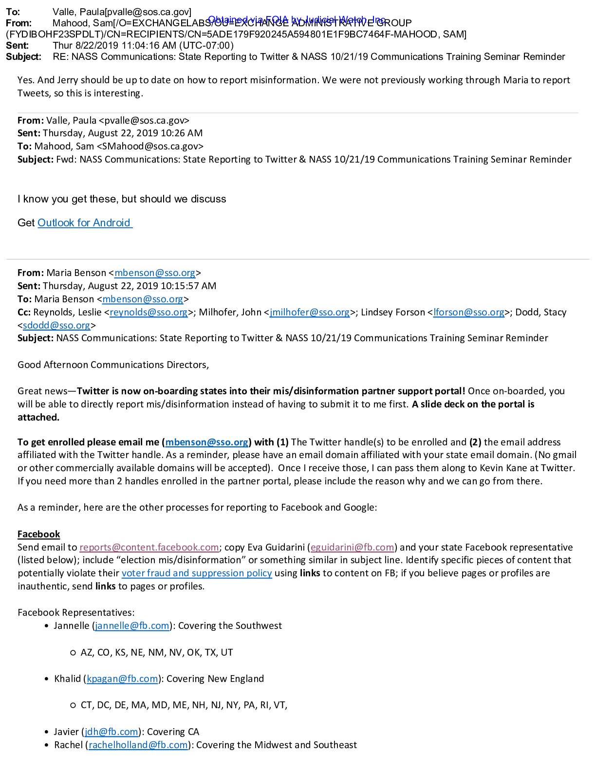 CA SoS Big Tech Election Misinformation PRA FOIA 2...