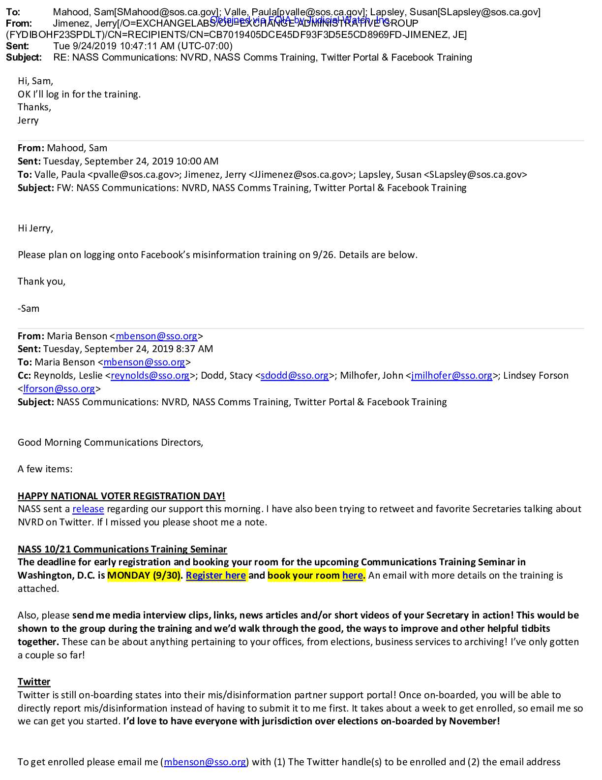 CA SoS Big Tech Election Misinformation PRA FOIA 2...