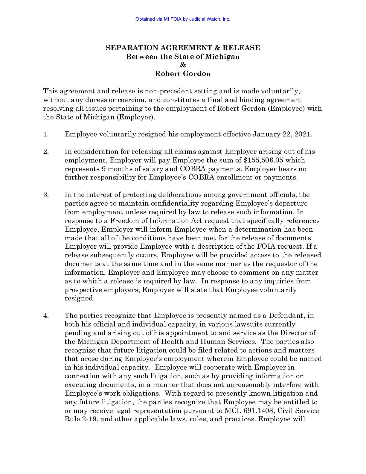 Michigan Health Director Robert Gordon April 2021 pgs 6-9