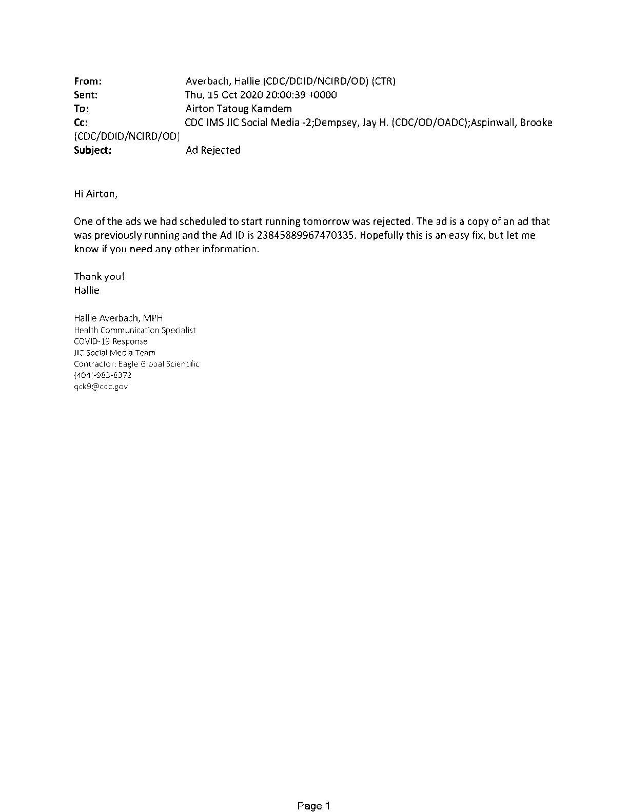 CDC COVID Big Tech July 2021