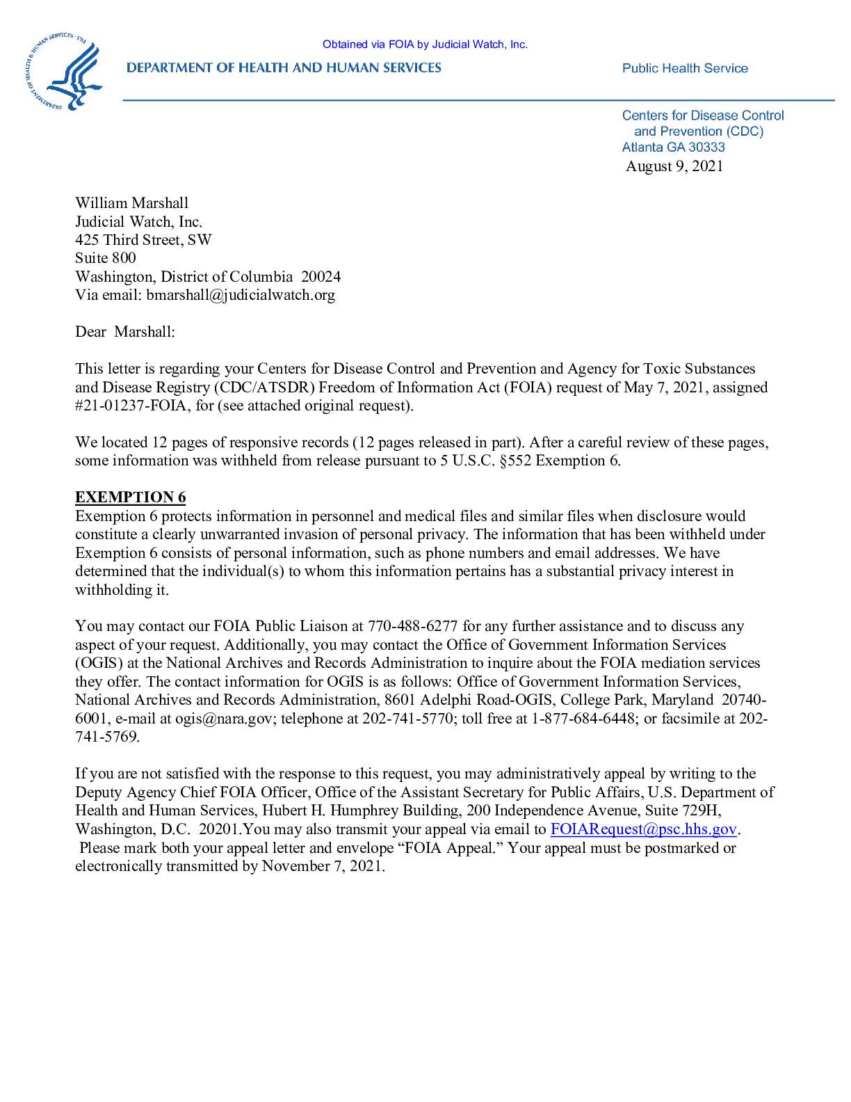 CDC comms AFT NEA FOIA August 2021