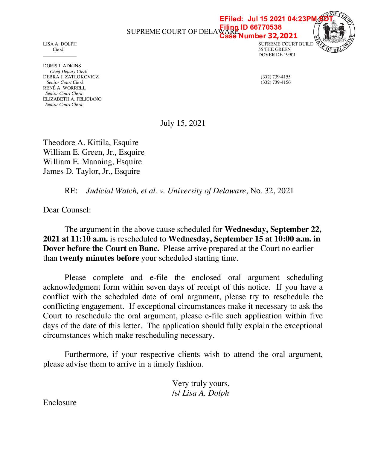 JW v U Del Supreme Court Order 001 402