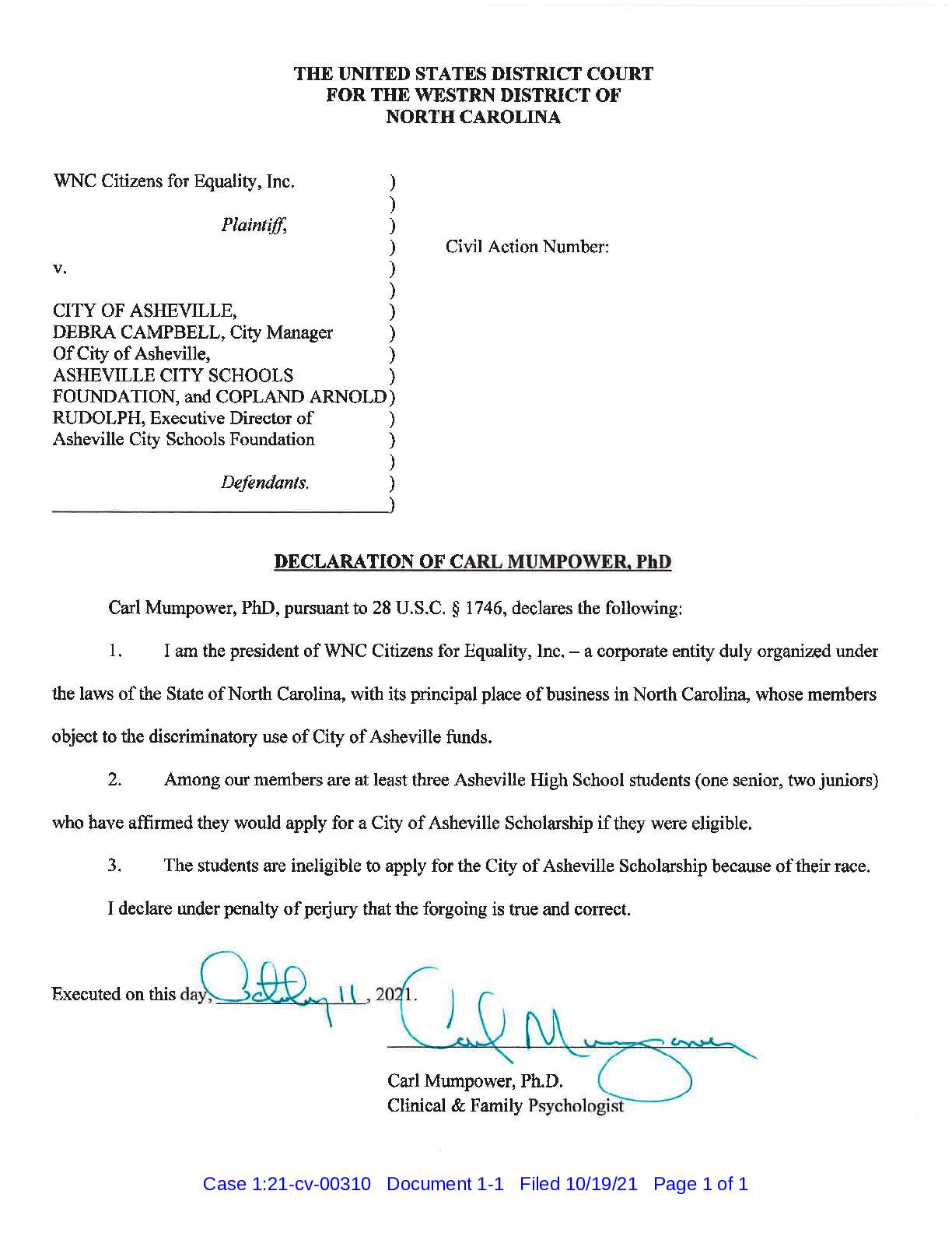 WNC Citizens v Asheville, NC complaint 00310