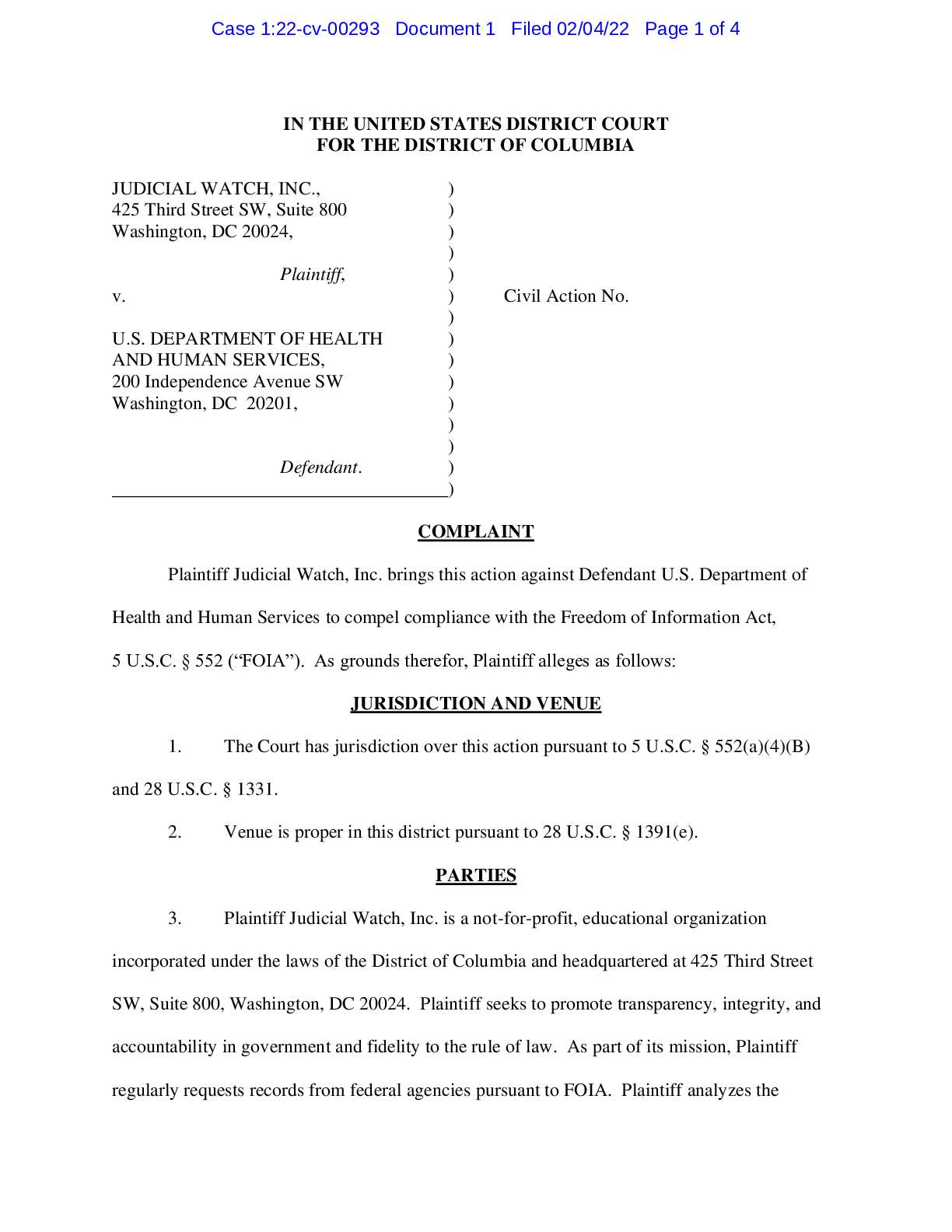 JW v. HHS emails booster vaccines complaint 00293