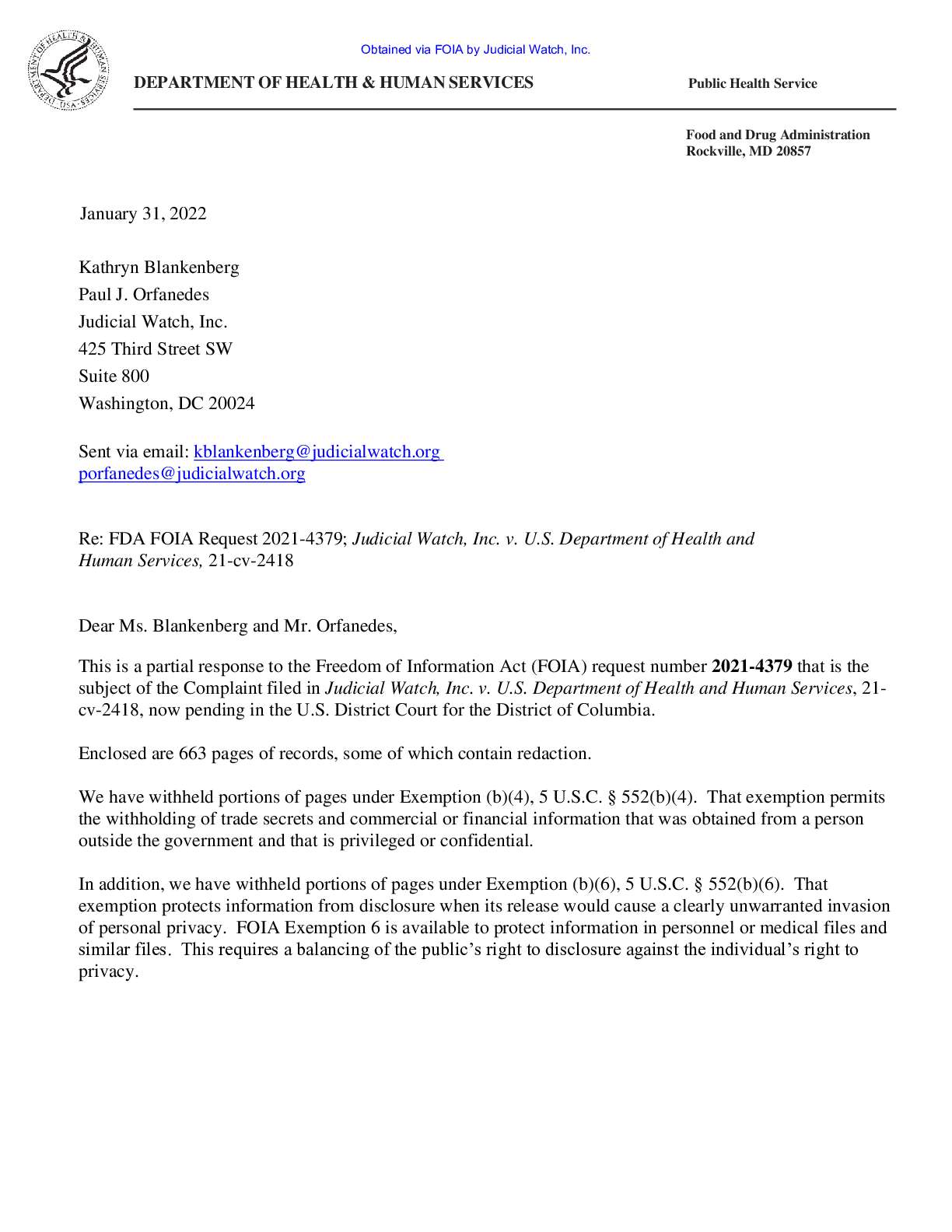 JW v HHS FDA Johnson & Johnson Vaccines Prod ...