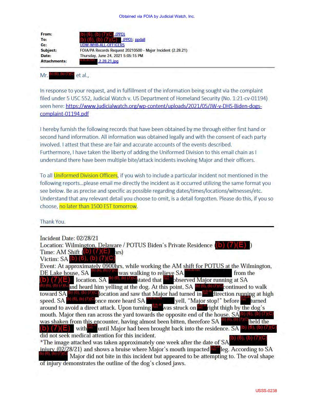 JW v Secret Service Biden dogs records 02824 pgs 240-242