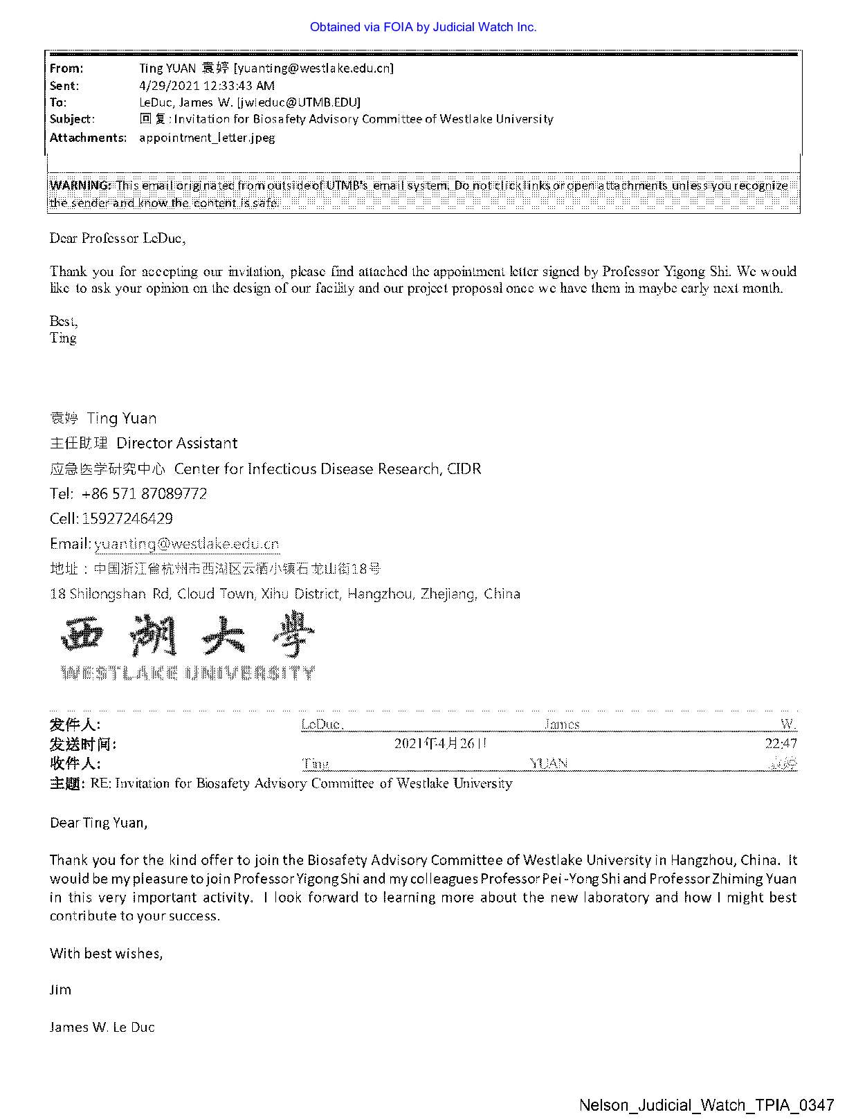 Wuhan Lab Production UTMB Records April 2022 pgs 3...