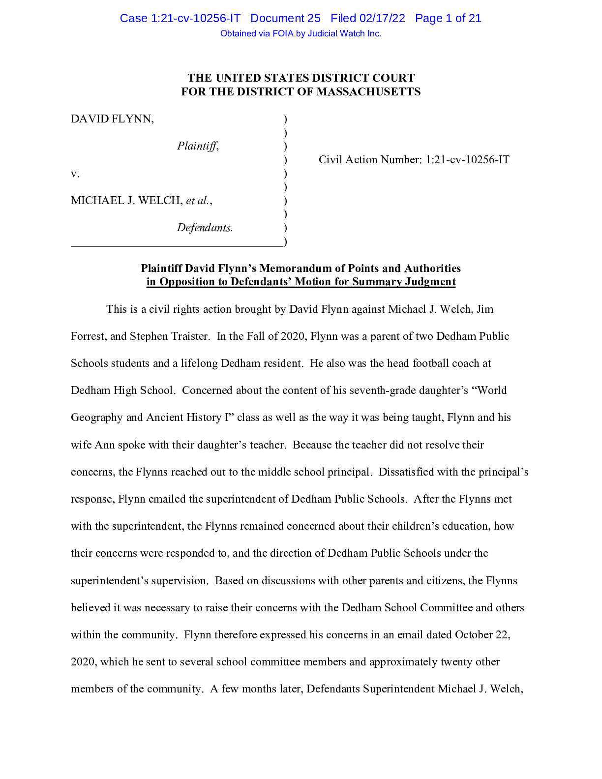 Flynn v Forrest oppo 10256