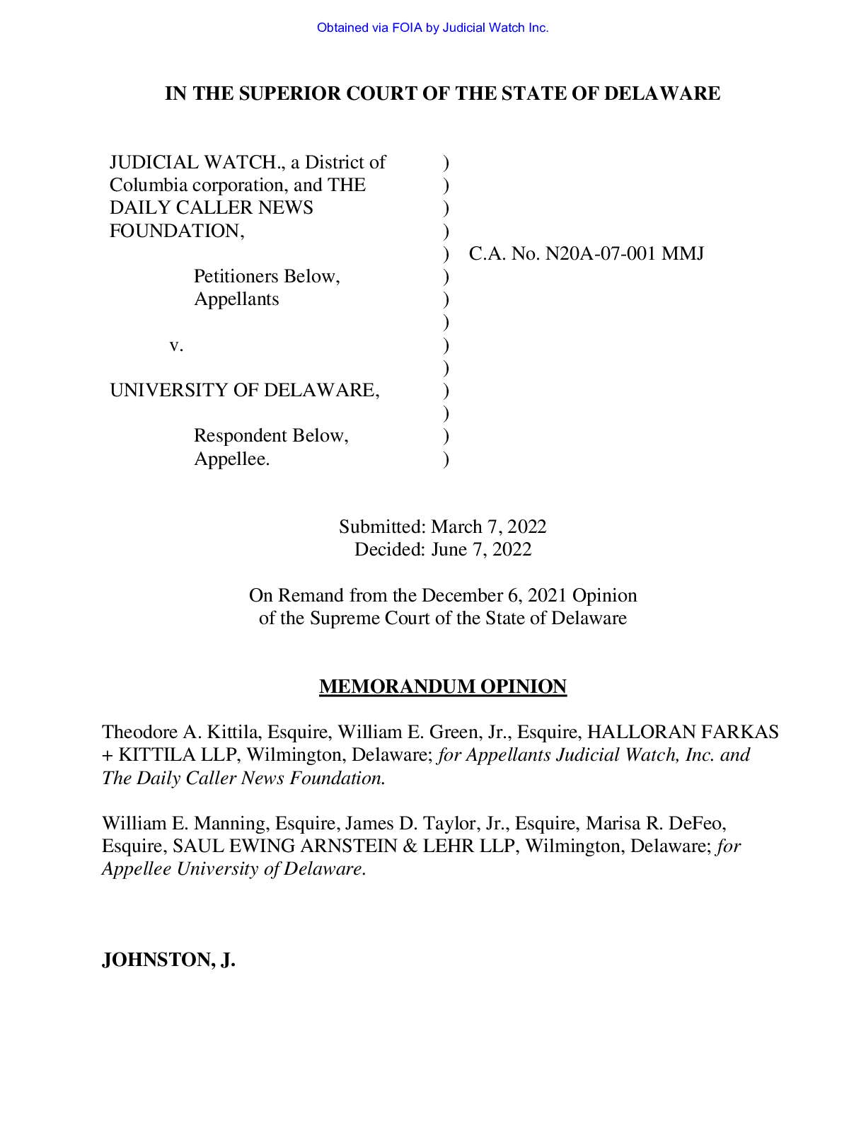 JW v U Del Biden Docs Opinion 001