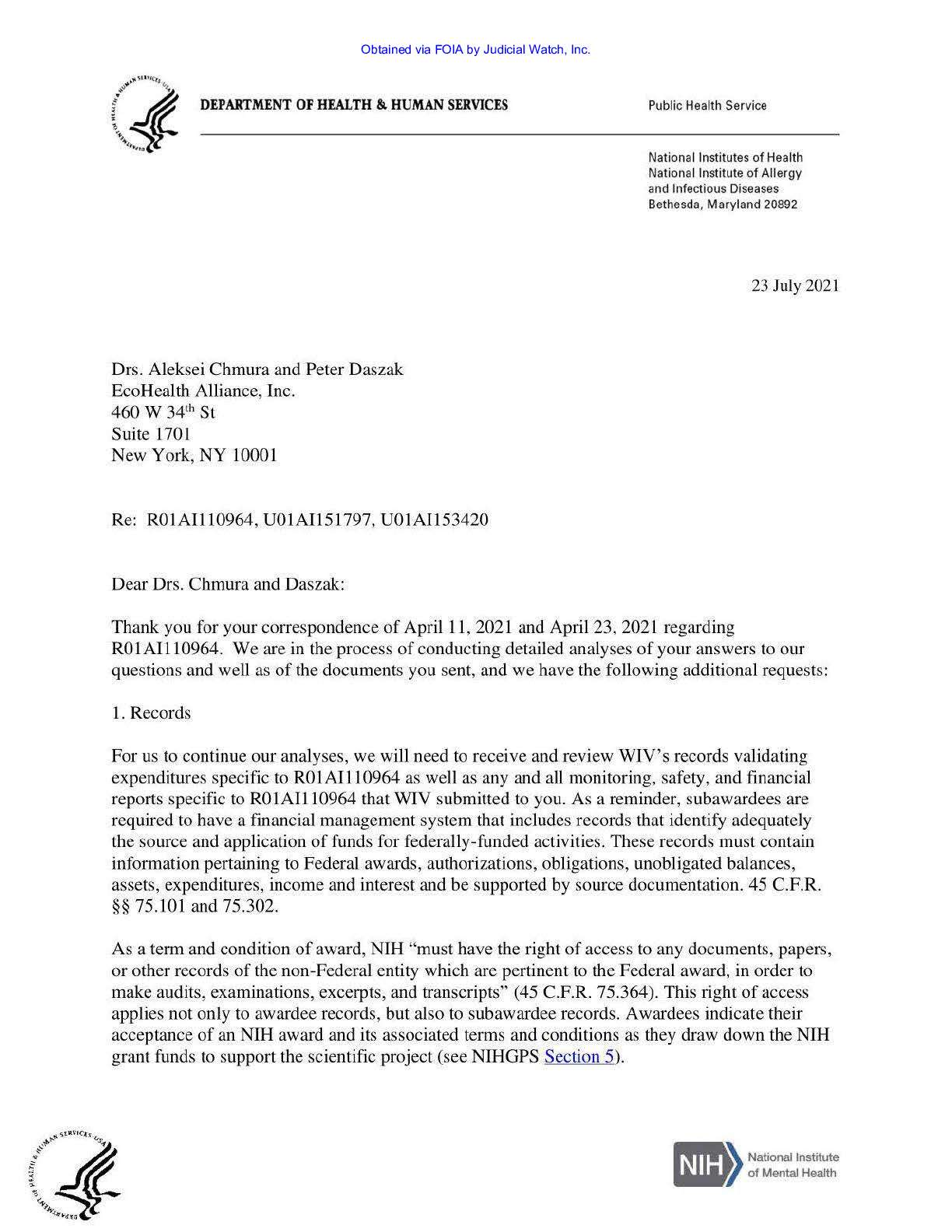 JW v HHS NIH EcoHealth Wuhan Prod 7 00696 pgs 189-...